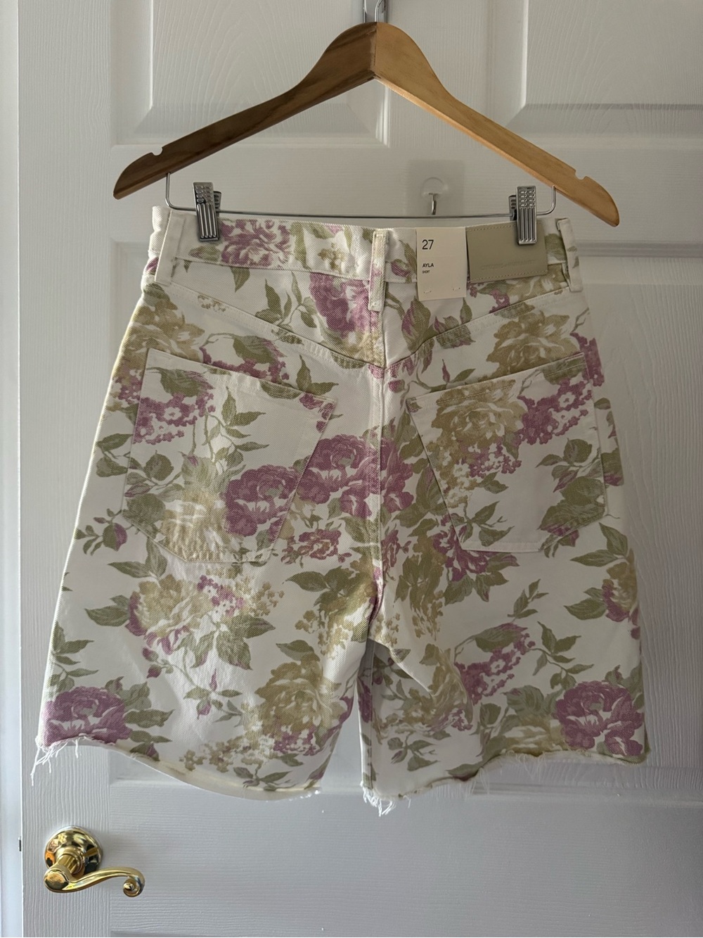 Citizens Of Humanity Floral High-Rise Shorts in Cream, Pink & Green